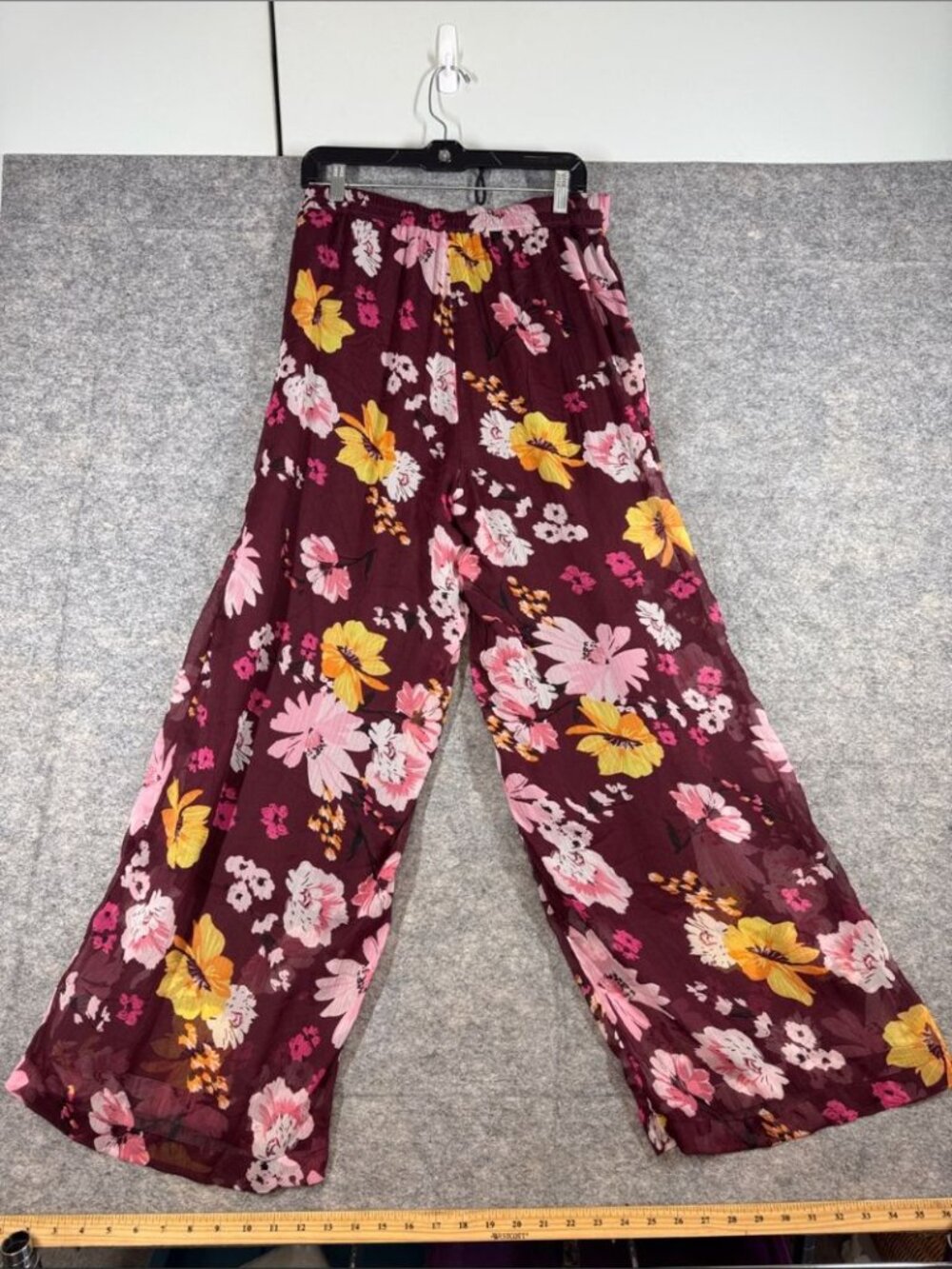 Soaked In Luxury Wide Leg Floral Pull On Pants Large Boho Vacation resort Summer - Picture 13 of 15